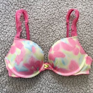 Pink floral bra